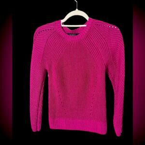 RALPH LAUREN BLACK LABEL Dark Pink Crew Round neckline sweater w/details Size SP